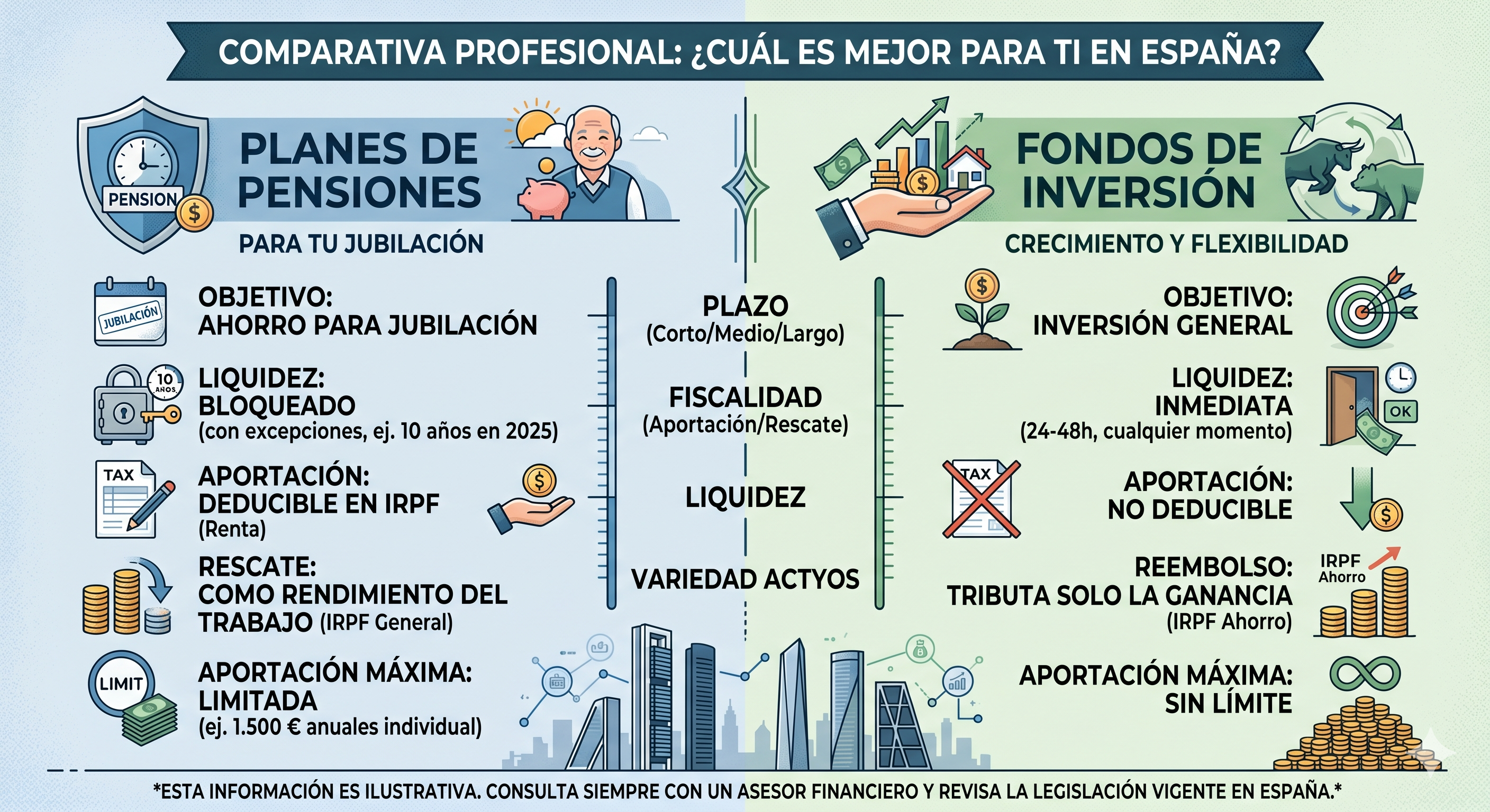 Comparativa Planes de Pensiones vs Fondos de Inversión
